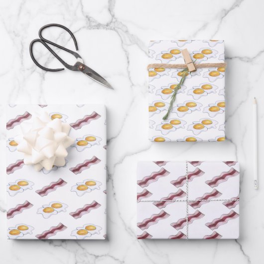 Größe der Bacon Strips Frittierte Eier Frühstücksb Geschenkpapier Set (Vorderseite)