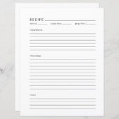 Größe des Minimalistischen Rezeptseitenschreibens  (Vorne/Hinten)