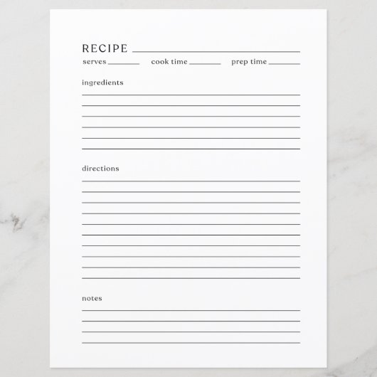 Größe des Minimalistischen Rezeptseitenschreibens  (Vorderseite)