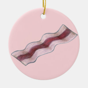 Größe des rosa Bacon Strip Frühstück Keramik Ornament
