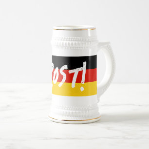 Große deutsche Flagge Retro Bierstein Tasse. Prost Bierglas
