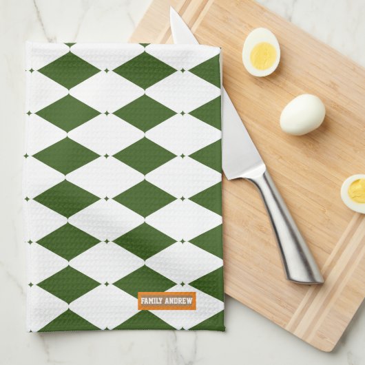 Große Diamanten weiß und grün schlicht stilvoll Geschirrtuch (Viertel Falte)