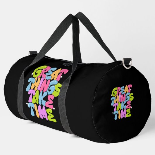 Große Dinge brauchen Zeit T - Shirt Duffle Bag (Linke Ecke)
