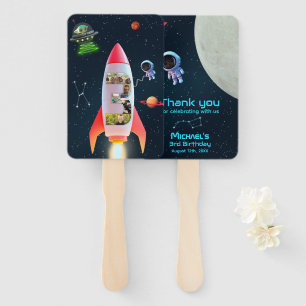 Große Drei mit Fotos Space Rocket 3. Geburtstag Fächer