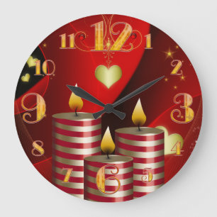 Große drei Weihnachtskerzen-Uhr Wanduhr