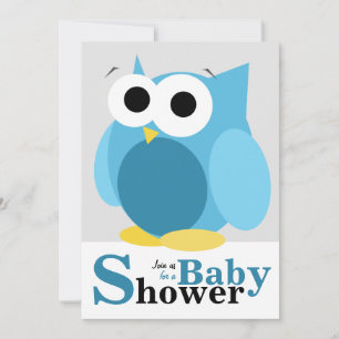 Große, duftende blaue Owl Baby Dusche Einladungen