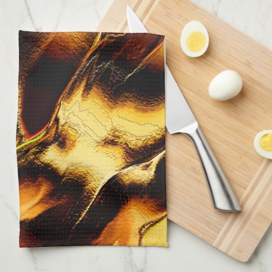 Große Dünen in gebranntem goldfarbenem oder gelbor Geschirrtuch (Viertel Falte)