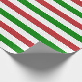 Große dunkelrote, grüne und weiße Streifen Geschenkpapier (Ecke)