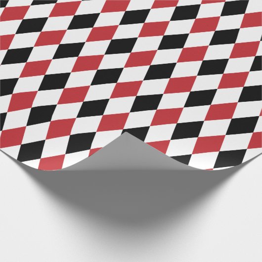 Große dunkelrote, schwarze und weiße Harlequin Geschenkpapier (Ecke)