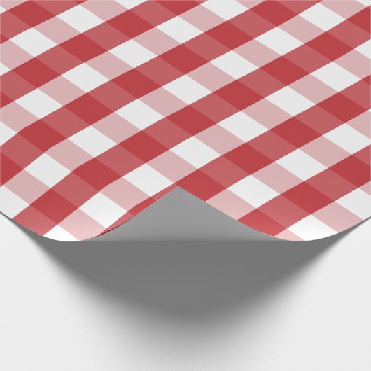 Große dunkelrote und weiße Gingham Wrapping Paper Geschenkpapier (Ecke)