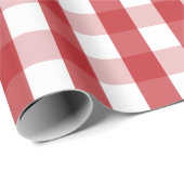 Große dunkelrote und weiße Gingham Wrapping Paper Geschenkpapier (Rolleneckpunkt)