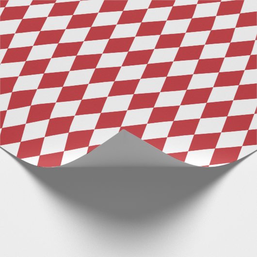 Große dunkelrote und weiße Harlequin-Umschlagpapie Geschenkpapier (Ecke)