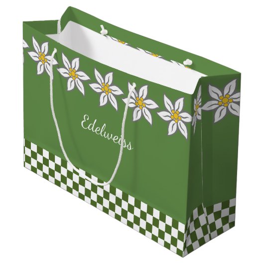 Große Edelweiss-Geschenktasche Geschenktüte (Vorderseite Schrägansicht)