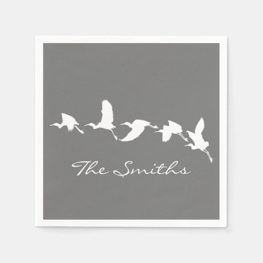 Große Egrets im Flug (Hintergrundfarbe auswählen) Serviette (Vorderseite)