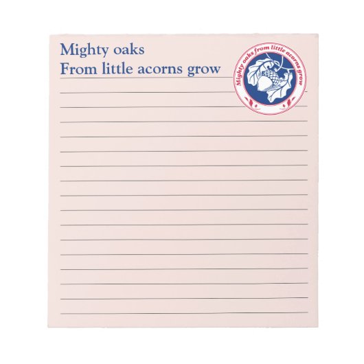 Große Eichen aus kleinen Eichen wachsen auf hellro Notizblock (Vorderseite)