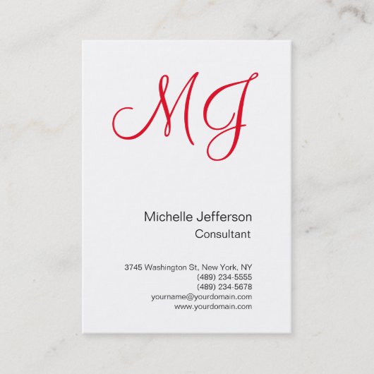 Große, einzigartige Monogramm weiß Visitenkarte (Vorderseite)