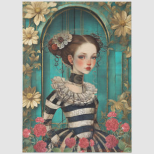 Grosse elegante Aquamarine Girl del Malcantone Seidenpapier