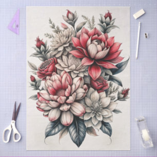 Große elegante Blumenmöbel-Dekupage Seidenpapier