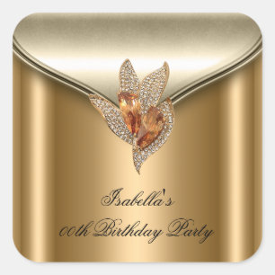 Große elegante Bronze Brown Gold Geburtstagsparty Quadratischer Aufkleber