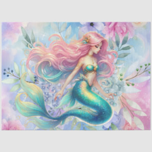 Große elegante Pastel Watercolor Meerjungfrau Deko Seidenpapier
