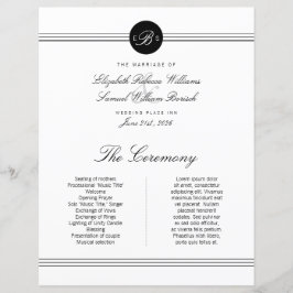 Große, elegante Schwarz-weiße Monogramm-Hochzeitsp