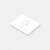 Große elegante Skript Monogram Post it Notes Post-it Klebezettel (angewinkelt)