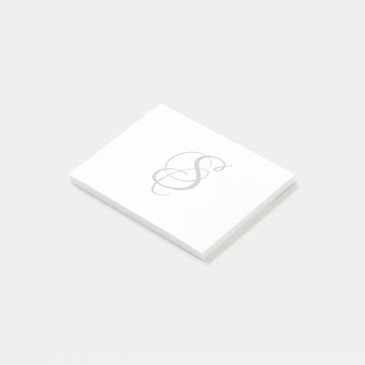 Große elegante Skript Monogram Post it Notes Post-it Klebezettel (angewinkelt)