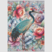 Große elegante Wasserfarben Florals & Crane Decoup Seidenpapier (Vorderseite)