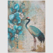 Große elegante Wasserfarben Florals & Crane Decoup Seidenpapier (Vorderseite)