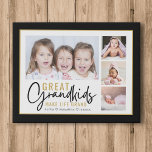 Große Enkel machen Life Grand 4 FotoCollage Künstlicher Leinwanddruck<br><div class="desc">Ein modernes Foto-Collage Geschenk für Großeltern mit einem sentimentalen Zitat: "Großkinder machen das Leben großartig".Persönlich mit 4 Bildern und Enkeln-Namen,  um es zu einem unvergesslichen Geschenk für den Weihnachtsmüttertag,  den Großeltertag und den Geburtstag zu machen.</div>