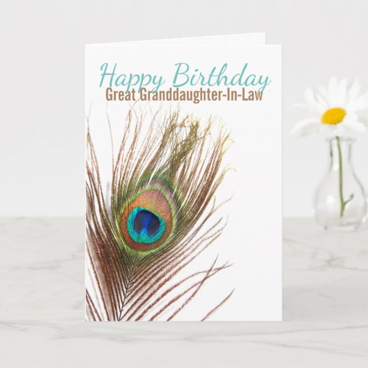 Große Enkelin im Gesetz Pfau Geburtstag Karte (Kleine Pflanze)