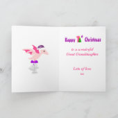 Große Enkeltochter 1. Weihnachtsdinosaurier Lila Karte (Innenseite)