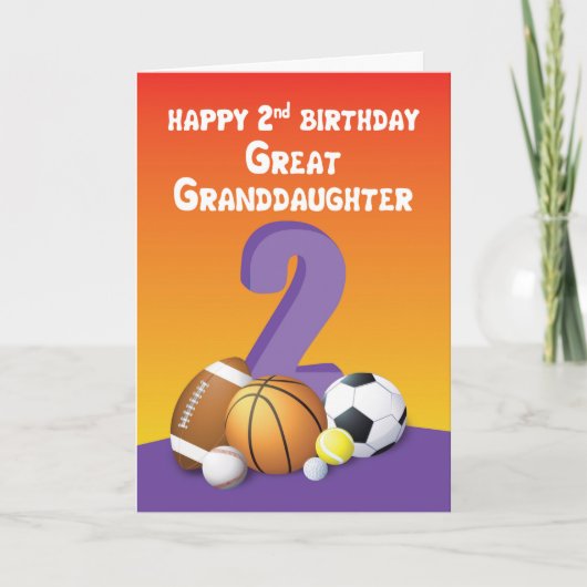 Große Enkeltochter 2. Geburtstagssportbälle Karte (Vorderseite)