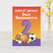 Große Enkeltochter 2. Geburtstagssportbälle Karte (Gelbe Blume)