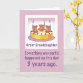 Große Enkeltochter 3. Geburtstag mit Teddy Bears Karte (Gelbe Blume)