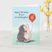 Große Enkeltochter 8. Geburtstag Niedlicher Igel Karte (Gelbe Blume)