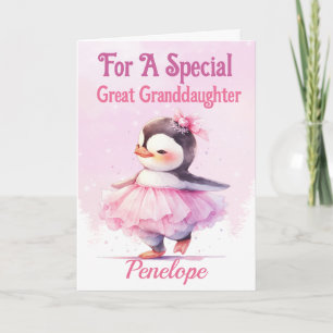 Große Enkeltochter Birthday Penguin Ballerina Karte