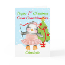 Große Enkeltochter Happy 1. Weihnachtspenguin