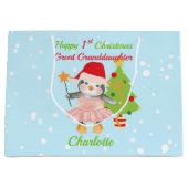 Große Enkeltochter Happy 1. Weihnachtspenguin Geschenktüte (Vorderseite)