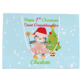 Große Enkeltochter Happy 1. Weihnachtspenguin Geschenktüte (Rückseite)
