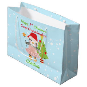 Große Enkeltochter Happy 1. Weihnachtspenguin Geschenktüte