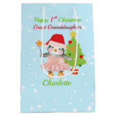 Große Enkeltochter Happy 1. Weihnachtspenguin Mittlere Geschenktüte (Rückseite)