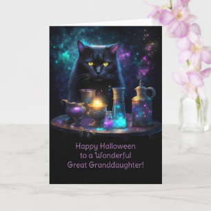 Große Enkeltochter Happy Halloween Magical Cat Karte