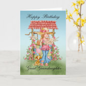 Große Enkeltochter Niedliches Mädchen und wünscht Karte (Gelbe Blume)