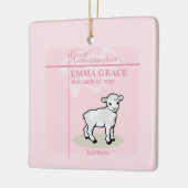 Große Enkeltochter Taufe Pink Girl Lamb Keramikornament (Links)