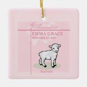 Große Enkeltochter Taufe Pink Girl Lamb Keramikornament (Vorderseite)