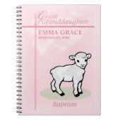 Große Enkeltochter Taufe Pink Girl Lamb Notizblock (Vorderseite)