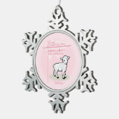 Große Enkeltochter Taufe Pink Girl Lamb Schneeflocken Zinn-Ornament (Rechts)
