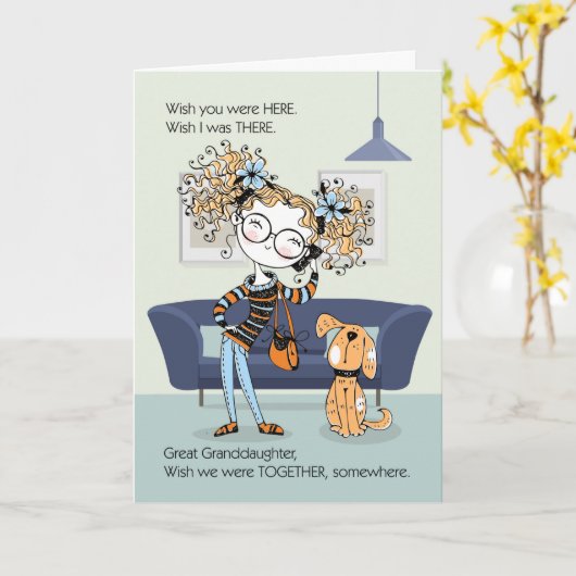 Große Enkeltochter Teen oder Tween Vermisstes Girl Karte (Gelbe Blume)