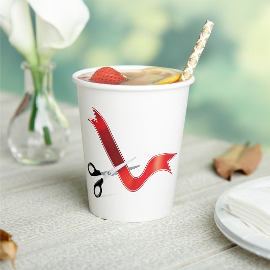 Große Eröffnungs-Feierlichkeiten Scheren Schneiden Pappbecher